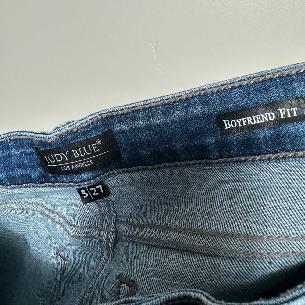 Judy Blue Destroyed Bleach Splattered Cuffed Boyfriend Jean Size 5/27 - Picture 7 of 9